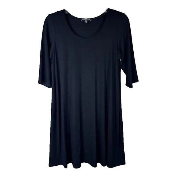 Eileen Fisher - the OG - Scoop Neck Tunic in Viscose Jersey, Black, Large - Picture 4 of 8